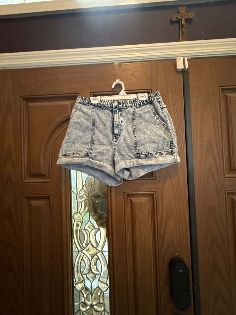 Wild Fable Denim Shorts Acid Wash Blue High Rise Stretch Waist